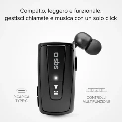Auricolare Wireless con roller clip