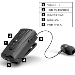 Auricolare Wireless con roller clip
