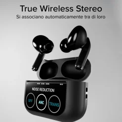 Auricolari TWS con display multifunzione e tecnologia Active Noise Cancelling