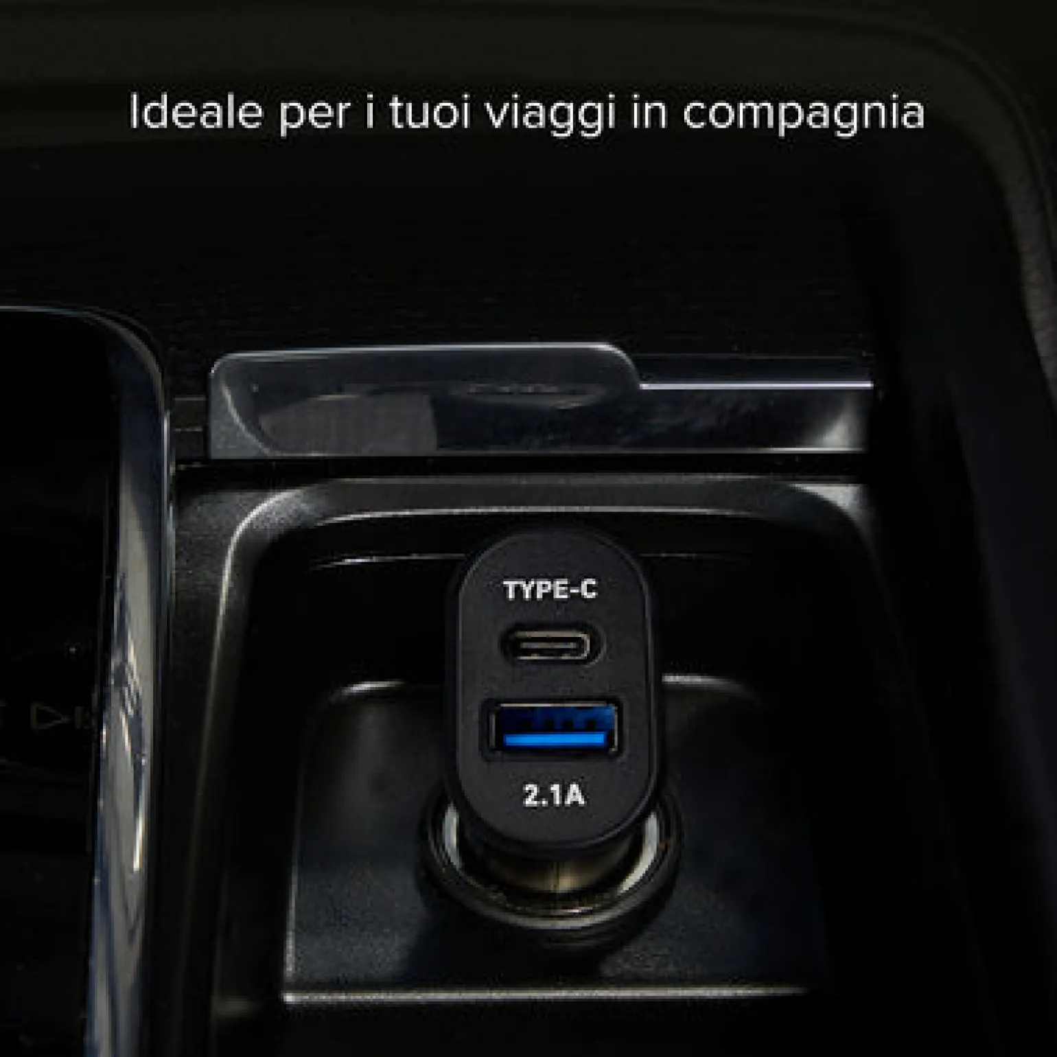 Caricabatterie da auto Type-C – USB da 2.1A
