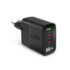 Caricabatterie 65W, display LCD, 2 Uscite USB-C PD, 1 USB-A Adaptive Fast Charge