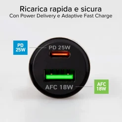 Caricatore auto - Ricarica ultra rapida 25 Watt con Power Delivery (PD)