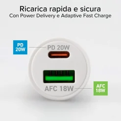 Caricatore auto - Ricarica ultra rapida 20 Watt con due porte USB