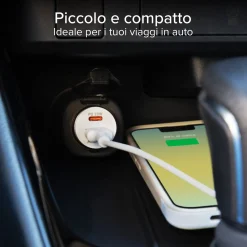 Caricatore auto - Ricarica ultra rapida 20 Watt con due porte USB