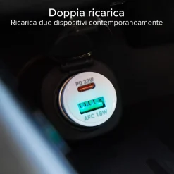Caricatore auto - Ricarica ultra rapida 20 Watt con due porte USB