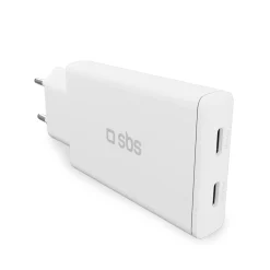Caricatore caricabatterie GaN ultra sottile da 67 Watt con due porte USB-C Power Delivery, presa europea
