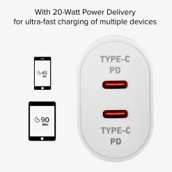 Caricatore caricabatterie - Ricarica rapida con due porte USB-C 20W PD