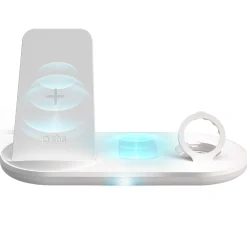 Caricatore QI Wireless 3 in 1, supporto per smartphone, auricolari, Apple Watch