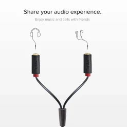 Cavo audio stereo Jack 3,5 mm con sdoppiatore per cellulari e smartphone