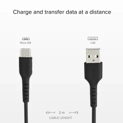 Cavo dati 2 m nero - Connettori USB a Micro-USB