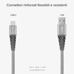 Cavo USB-A - USB-C dati e ricarica ultra resistente in fibra aramidica 1.5 m