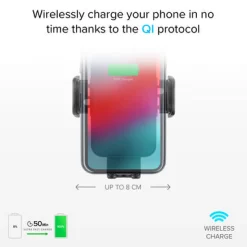 Clamp - Supporto auto per telefono con ricarica ultra rapida Wireless e chiusura automatica