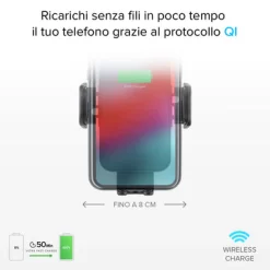 Clamp - Supporto auto per telefono con ricarica ultra rapida Wireless e chiusura automatica