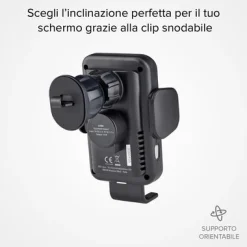 Clamp - Supporto auto per telefono con ricarica ultra rapida Wireless e chiusura automatica