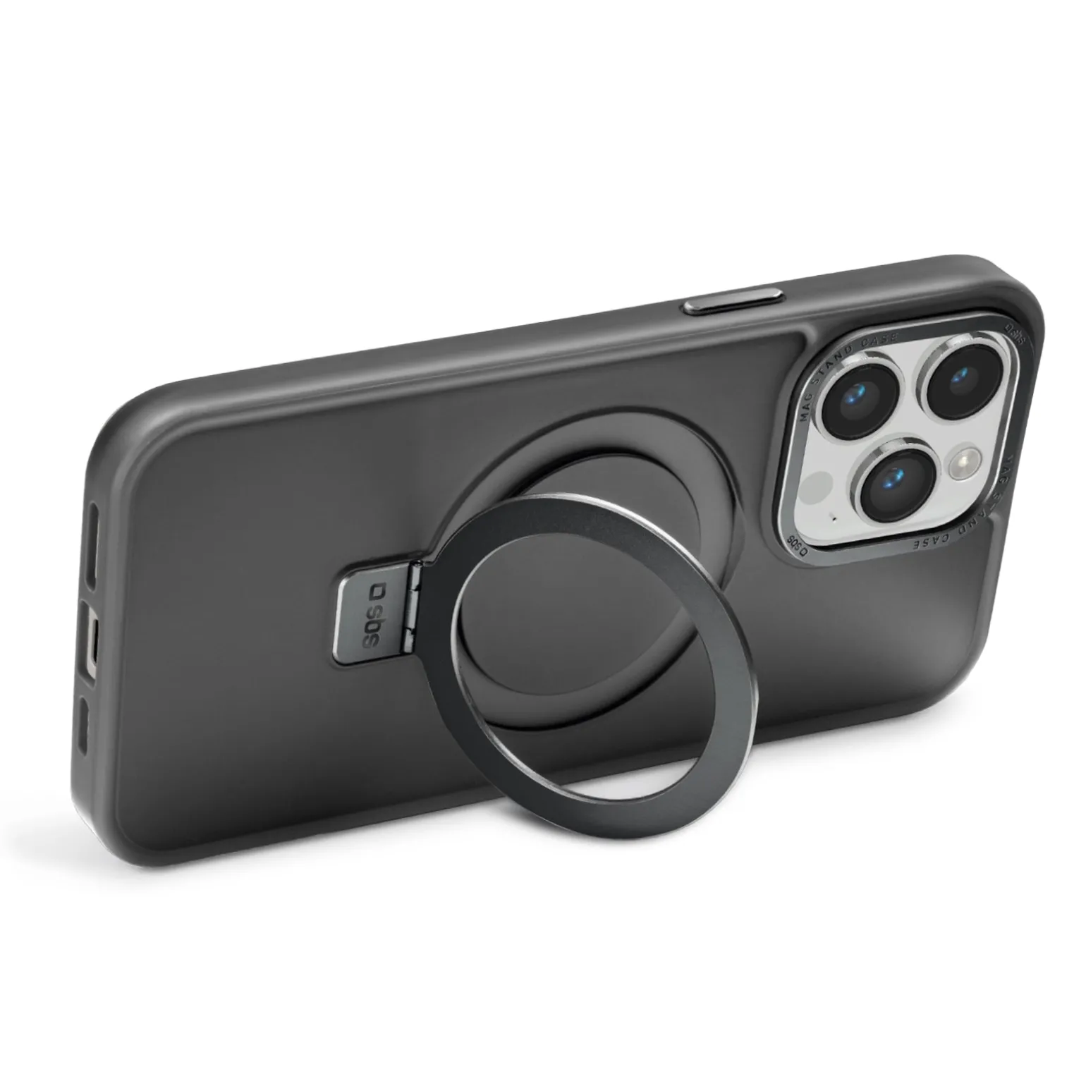 Cover compatibile ricarica MagSafe con anello stand per iPhone 14 Pro
