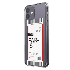 Cover morbida trasparente con texture di biglietto aereo per iPhone 12/12 Pro