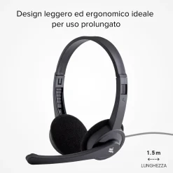 Cuffie stereo con filo jack 3.5 mm e microfono orientabile