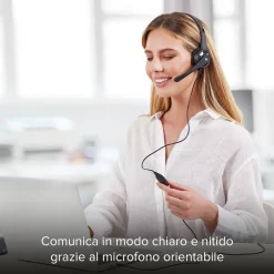 Cuffie stereo con filo jack 3.5 mm e microfono orientabile