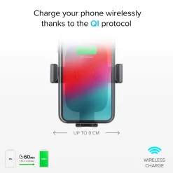 Gravity - Supporto auto per telefono con ricarica rapida Wireless