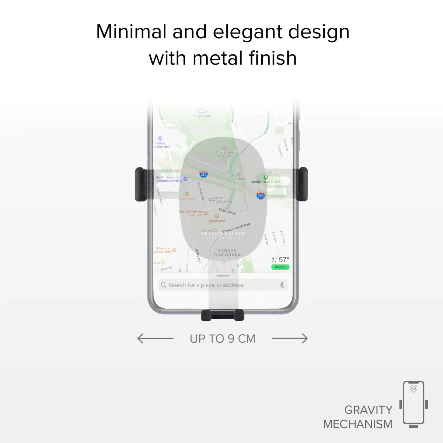 Gravity - Supporto auto per telefono con meccanismo a gravità