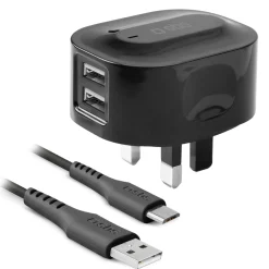Kit caricabatterie: caricatore UK ricarica rapida con cavo USB 1A e Micro-USB incluso