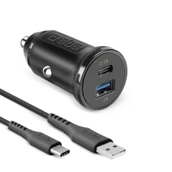Kit caricatore auto 10 Watt - due porte USB e cavo USB e USB-C incluso