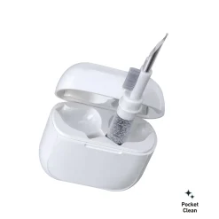 Kit di pulizia 3 in 1 per auricolari con punta in metallo, spazzola e piumino