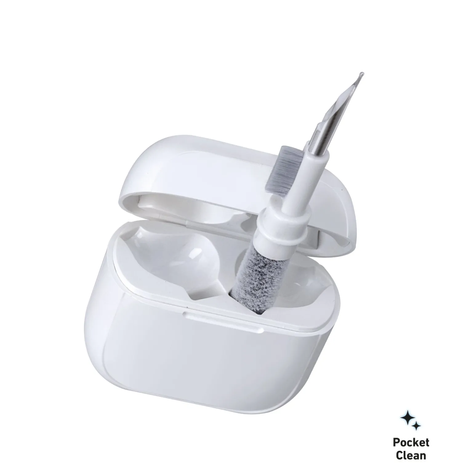 Kit di pulizia 3 in 1 per auricolari con punta in metallo, spazzola e piumino