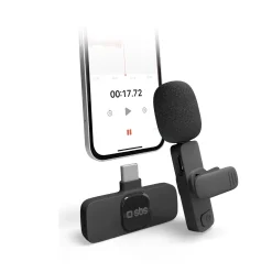 Microfono wireless con ricevitore e clip