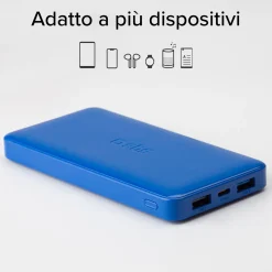 Power bank 10.000 mAh extra slim con porta USB 2.1A Intelligent Charge (IC)