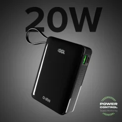 Powerbank 20.000 mAh, cavo USB-C integrato, 1 uscita USB-C PD 20W e USB-A 22.5W