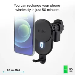 Supporto auto per telefono con ricarica rapida Wireless e meccanismo a gravità