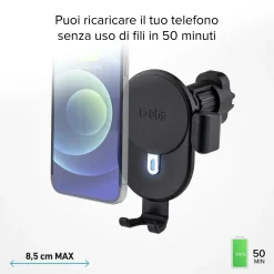 Supporto auto per telefono con ricarica rapida Wireless e meccanismo a gravità