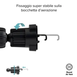 Supporto auto per telefono con ricarica rapida Wireless e meccanismo a gravità