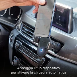 Supporto auto per telefono con ricarica rapida Wireless e meccanismo a gravità