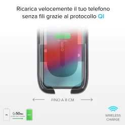 Supporto auto per telefono con ricarica rapida Wireless e chiusura automatica
