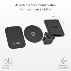 Supporto auto rettangolare magnetico per telefono con fissaggio a clip