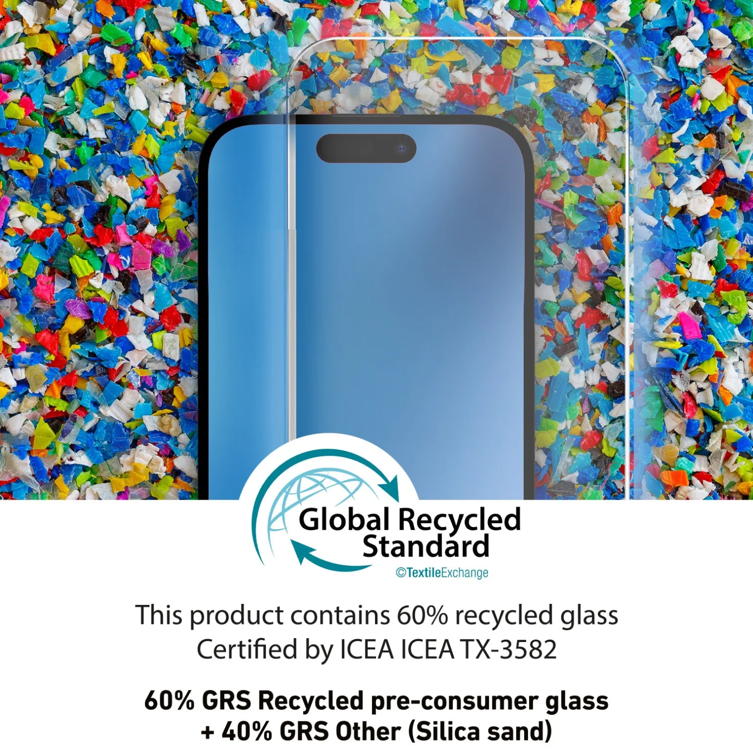 Vetrino eco-sostenibile in materiali riciclati per iPhone 15 Pro Max