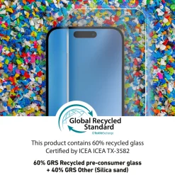 Vetrino eco-sostenibile in materiali riciclati per iPhone 15